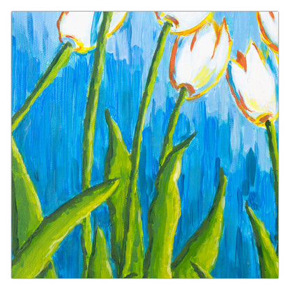 Tableau Peinture Tulipes et petite compagnie - Abeille et Coccinelle - Vue zoomée 3